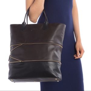 Longchamp leather zipper tote